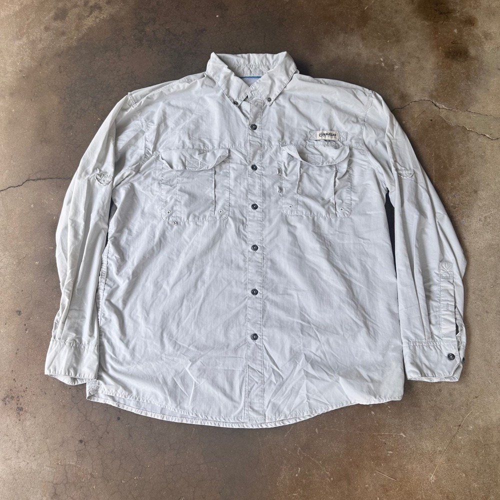 Magellan Fishing Shirt Mens L Gray Excellent Long Sleeve Ventilated Pockets